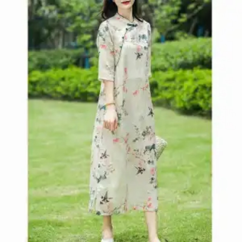 Women's Chinese Style Linen Ch - đánh giá và giá Midi Skirt Floral