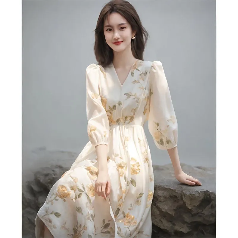 Women's Floral Print V-Neck Pu - đánh giá và giá Midi Skirt Floral