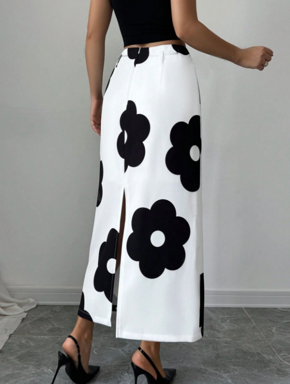 Women's Floral Print Square Ne - đánh giá và giá Midi Skirt Floral