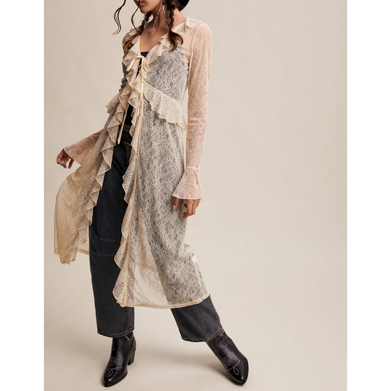 Women's Floral Lace Mesh Tie F - đánh giá và giá Kimono Sheer Floral