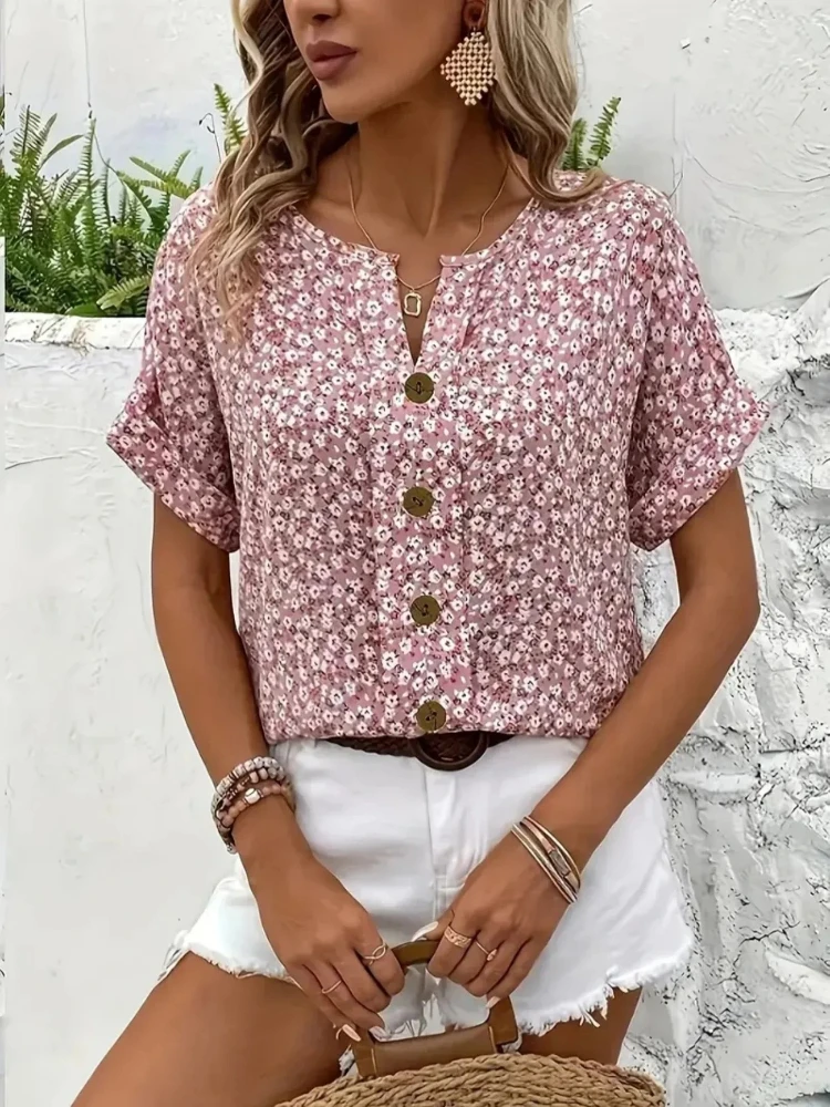 Plus Size Women's Shirts 2025  - đánh giá và giá Romper Floral Print