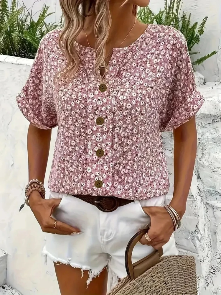 Plus Size Women's Shirts 2025  - đánh giá và giá Romper Floral Print