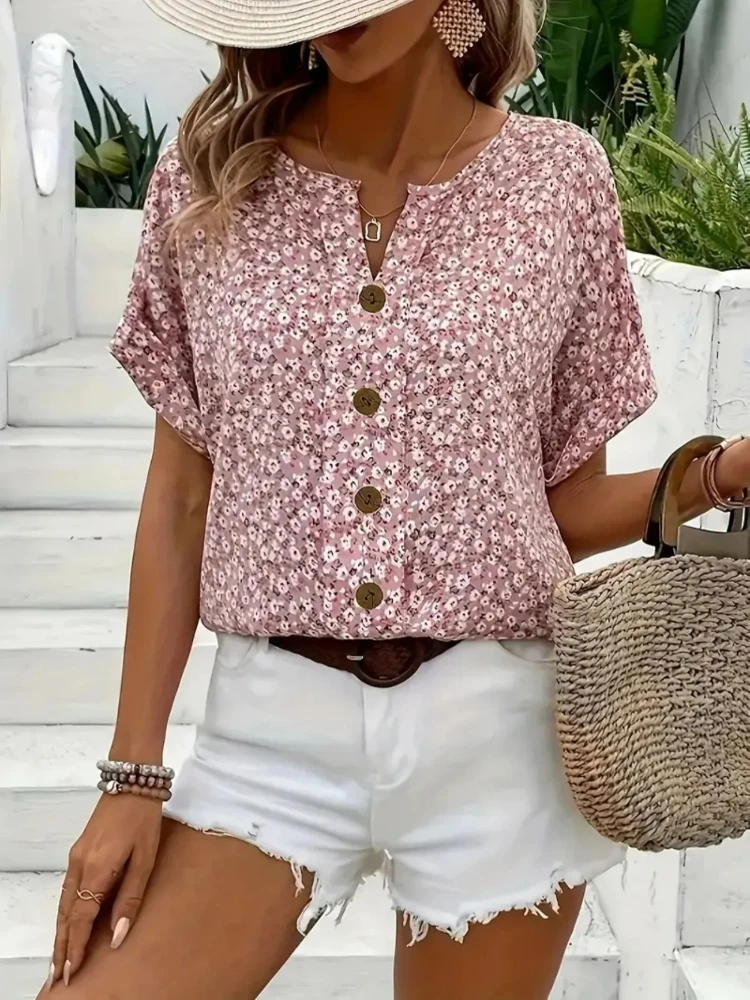 Plus Size Women's Shirts 2025  - đánh giá và giá Romper Floral Print