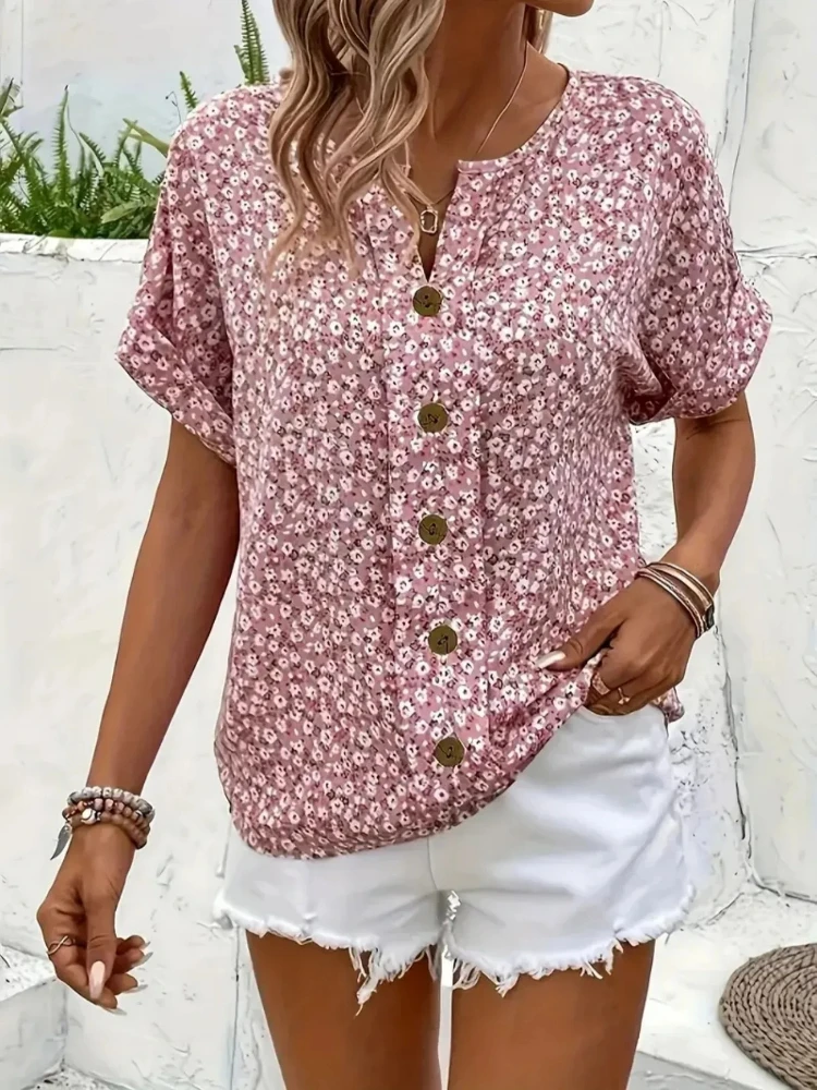 Plus Size Women's Shirts 2025  - đánh giá và giá Romper Floral Print