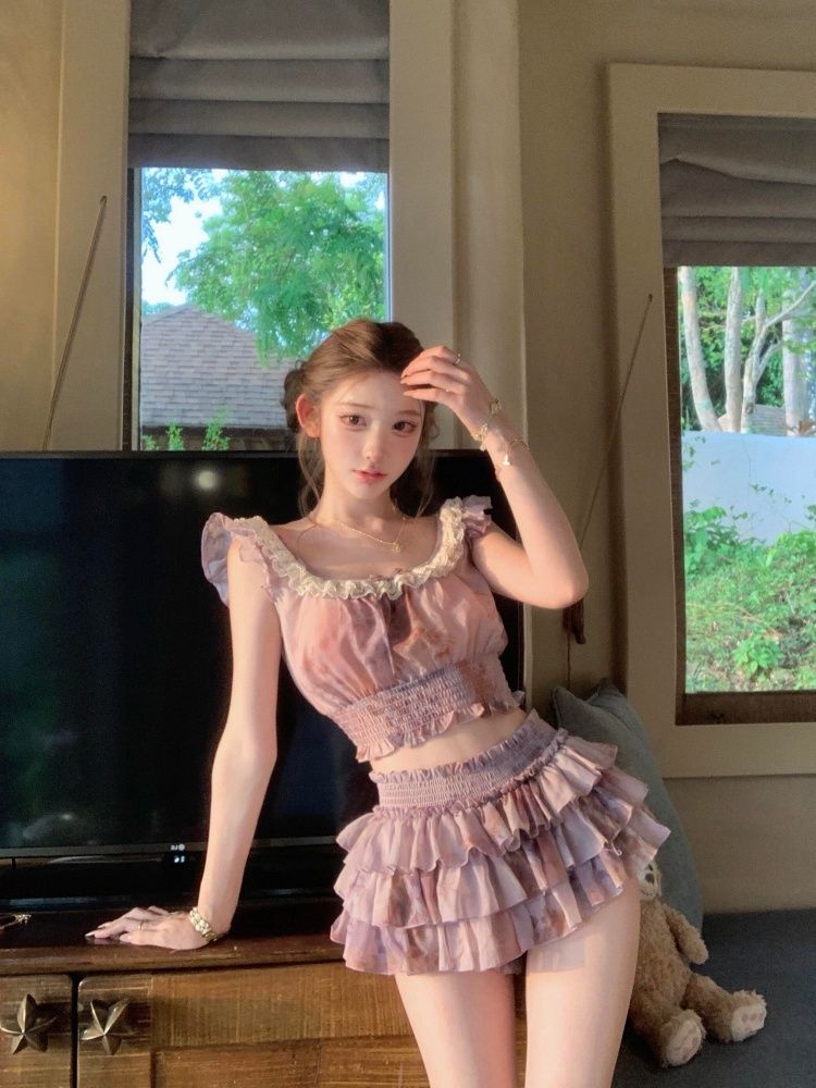 French Sweet Coquette Off Shou - đánh giá và giá Romper Floral Print