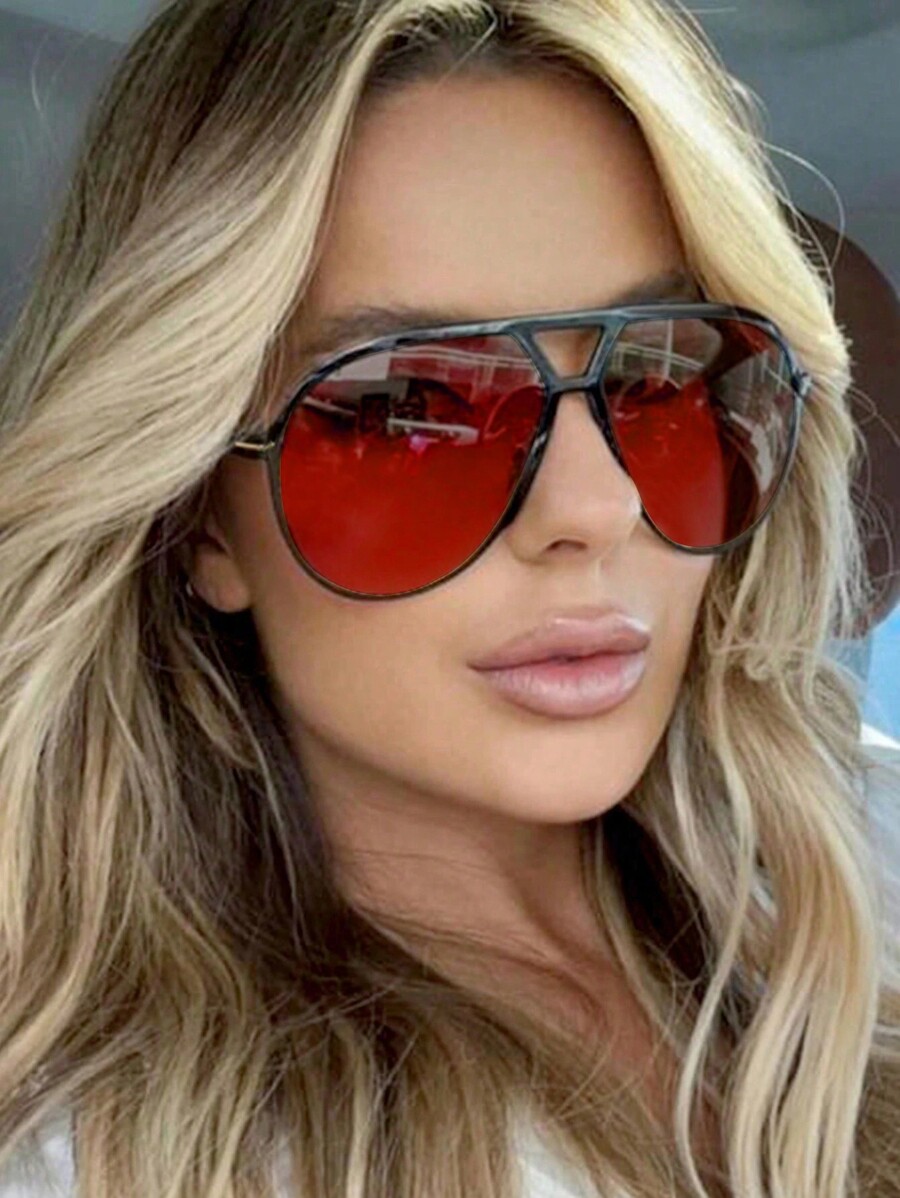 1pc Oversized Double Bridge Fu - đánh giá và giá Sunglasses Cat Eye
