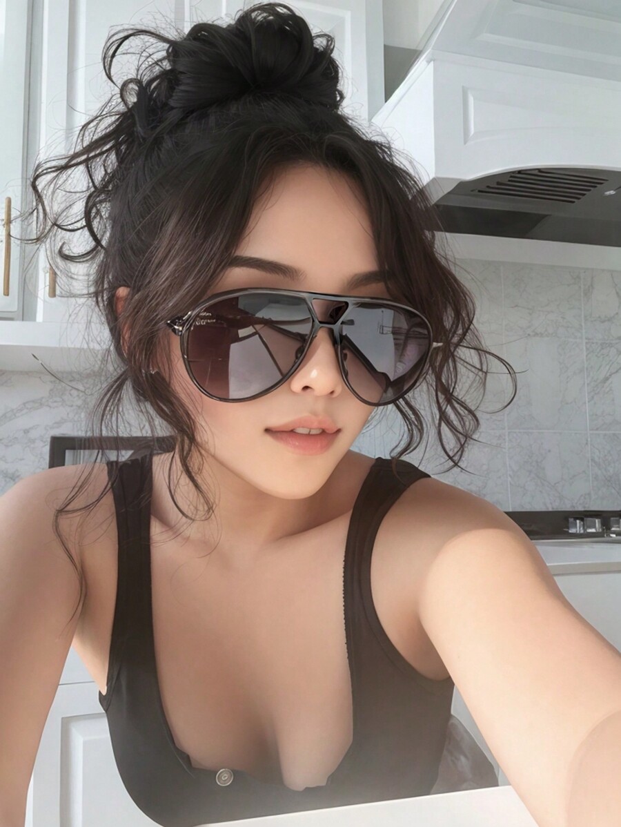 1pc Oversized Double Bridge Fu - đánh giá và giá Sunglasses Cat Eye
