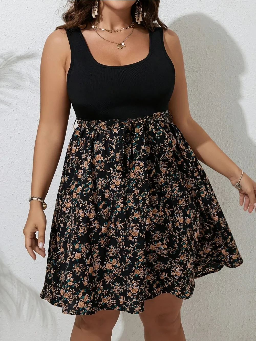 Plus Size Dress Summer Knit Fl - đánh giá và giá Romper Floral Print